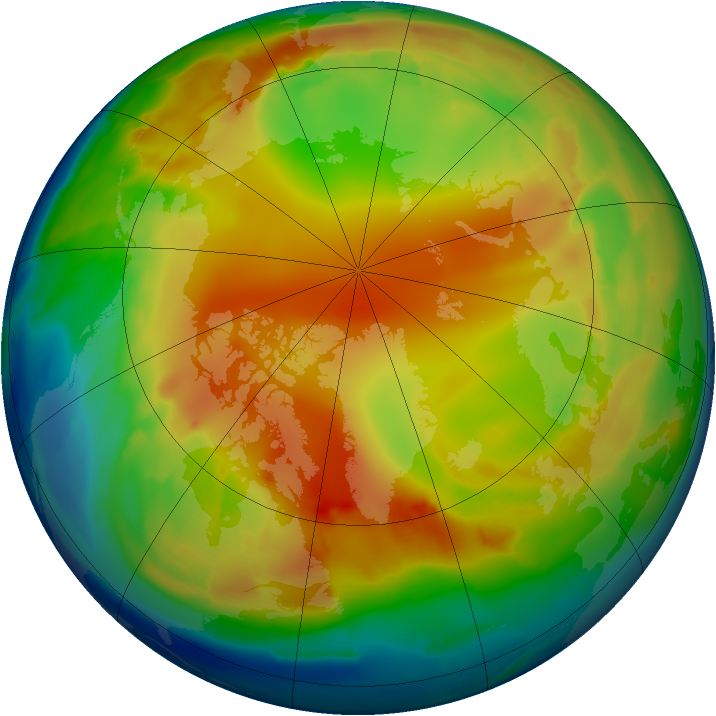 Arctic ozone map for 21 January 2013